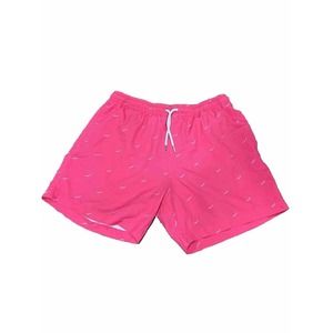 Bermies Pink Fish Hook Classic Swim Trunks 5” Inseam Swim Shorts Size M Mens